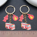 Fire Hydrant Flame Truck and Uniform Charm Keychains view 2