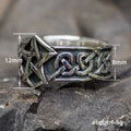 Antique Silver Pentagram Band Ring Celtic Knot Side Pattern view 5