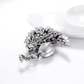 Black Silver Tone Peacock Crystal Metal Brooch Pin view 4