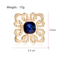 Blue Gold Tone Blue Square Crystal Crystal Metal Brooch Pin view 2
