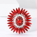 Heavy Rhinestone Sunflower Brooch Marquise Crystal Pin view 2
