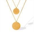 Double Layer Round Disc Pendant Necklace Sun Landscape view 5