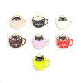 Coffee Cup Cat Enamel Alloy Charm Pendants in Seven Colors view 2