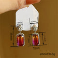 Rainbow Crystal Rectangle Drop Earrings in Silver Tone view 4