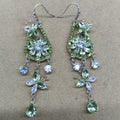 Floral Crystal Teardrop Earrings and Necklace with Polished Metal Details view 8