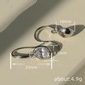 Silver Tone Oval Bezel Clear Stone Lever Back Drop Earrings view 4