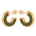 C Shape Crystal Pave Thick Stud Earrings Gold Steel view 5