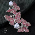 Rhinestone Triple Butterfly Cluster Pendant With Faux Pearl view 4