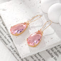 Teardrop Faceted Glass Dangle Earrings Gold Fishhooks 7 Colors view 11