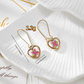 Gold Tone Heart-Shaped Pressed Flower Drop Earrings in Seven Designs view 4