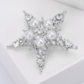 Five-Point Star Brooch In Metal With Faux Pearls And Clear Crystals On A Star Outline view 5