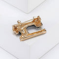 Black Vintage Sewing Machine Brooch Pin with Gold Details view 4