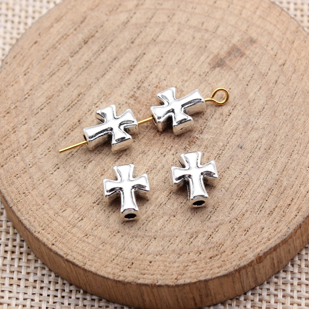 9.7x8.3x4.5mm 0.85g Multicolor Zinc Alloy Cross Small Hole Spacer Beads for Bracelet Necklace DIY Making