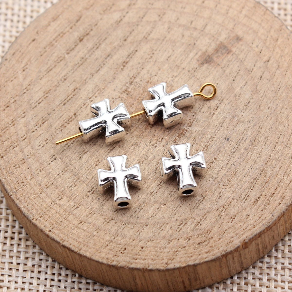 9.7x8.3x4.5mm 0.85g Multicolor Zinc Alloy Cross Small Hole Spacer Beads for Bracelet Necklace DIY Making