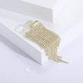 Crystal Chain Fringe Brooch With Rectangular Bar and Draped Tassels view 3
