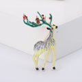 Enamel Reindeer Brooch Yellow or Gray Green Antlers Pin view 7