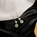Fan Teardrop and Green Disc Chinese Style Earrings view 8