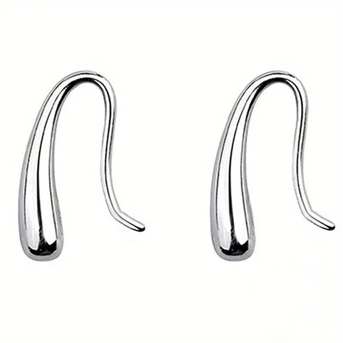Front product view of the minimal elongated teardrop hooks with polished rounded ends