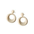 Acrylic Donut Hoop Drop Earrings Brown Cream Statement Circles view 5