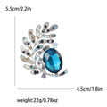 Rhinestone Leaf Branch Brooch Large Oval Stone Blue Purple view 6