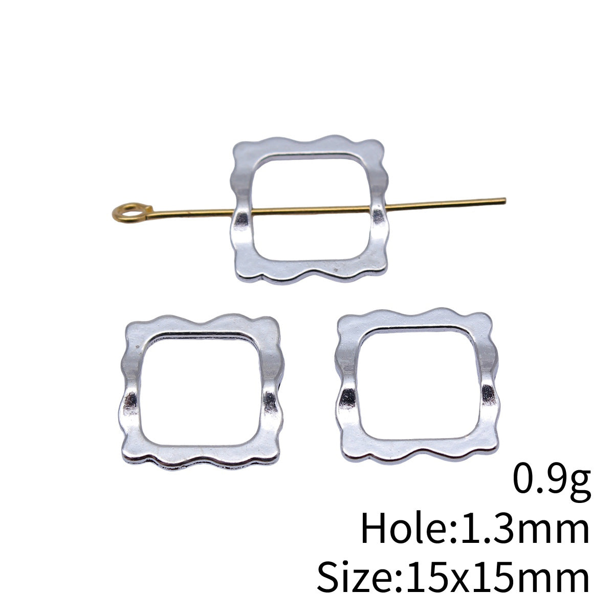 15x15mm 0.9g Multicolor Zinc Alloy Hollow Lace Square Loose Metal Beads for Bracelet DIY Making