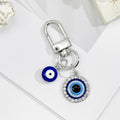 Silver Tone Evil Eye Charm Keychain With Rhinestone Accent view 4