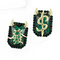 Green Crystal Chinese Character Metal Brooch in Two Designs view 3