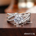 Silver Tone Split Band Solitaire Ring with Polished Metal Finish view 4