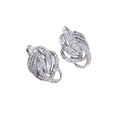 Layered Leaf And Baguette Clear Stone Stud Earrings Silver Tone view 5