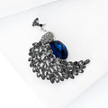 Dark Blue Crystal Peacock Brooch with Curved Tail Decorative Clothing Pin view 3