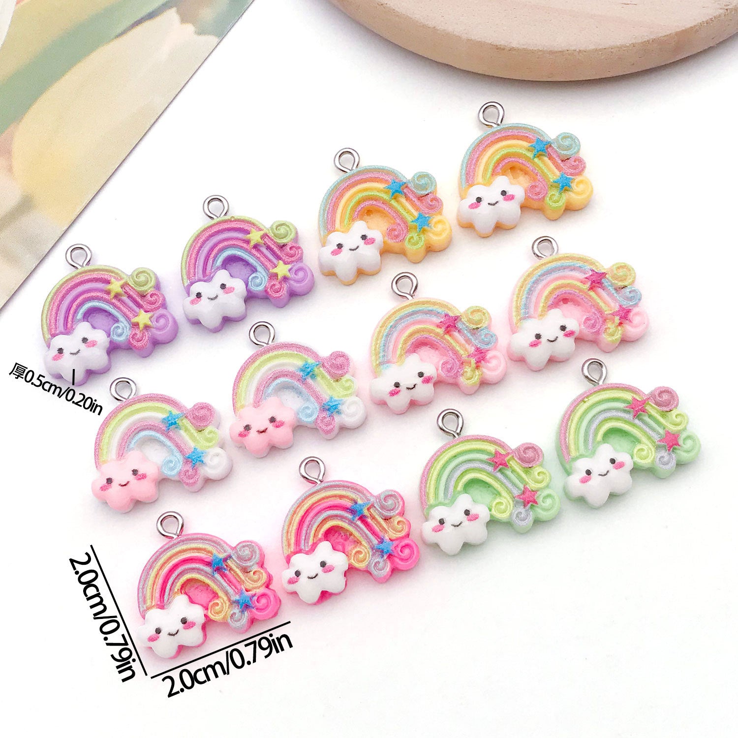 Resin Rainbow Cloud Star Charm Pendant for Necklace Earrings DIY Jewelry