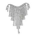 Crystal Chain Fringe Brooch in Silver or Gold Tone view 5
