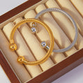 Open Cable Twist Cuff Bangle With Polished Ball Ends view 4