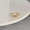 Gold-Tone Open Adjustable Heart Bow CZ Fashion Rings Set view 7