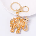 Rhinestone Crown Elephant Keychain Gold Tone Lucky Charm view 4