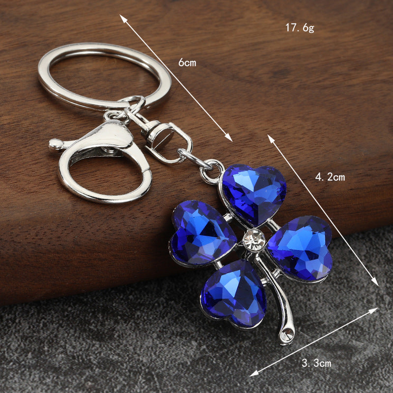 Rhinestone Four-Leaf Clover Zinc Alloy Keychain Gift Accessory
