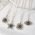 Turkish Evil Eye Rhinestone Pendant Necklaces Gold Silver 8 Styles view 3