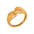 OK Hand Gesture Open Ring Gold and Steel Tone Metal view 5