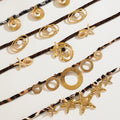 Gold Hammered Charm Silk Scarf Necklaces Starfish Circles Pearls view 2