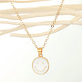 Gold Tone Enamel Smiley Face Pendant Necklaces in Six Colors view 5
