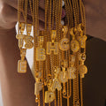 Gold Box Chain Necklace With Zircon Initial Letter Pendant view 4