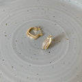 Gold Tone Square Crystal Huggie Hoop Statement Earrings view 6