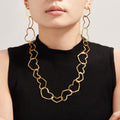 Gold Open Heart Link Necklace Bracelet Drop Earrings view 4