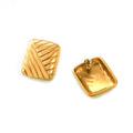 Gold Diagonal Stripe Square Stud Earrings Polished Metal view 5