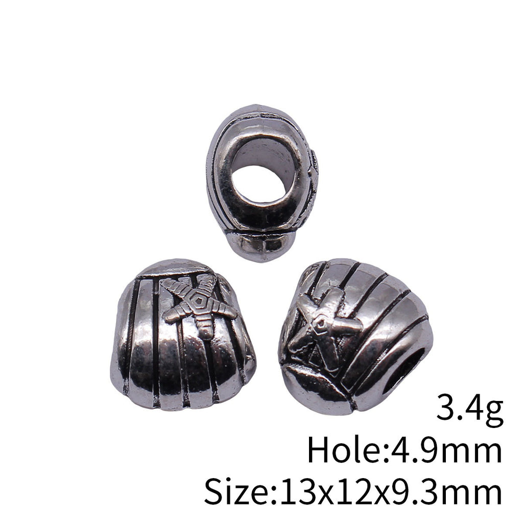 13x12x9.3mm 3.4g Antique Silver Zinc Alloy Starfish Shell Large Hole Beads for Bracelet Jewelry Making