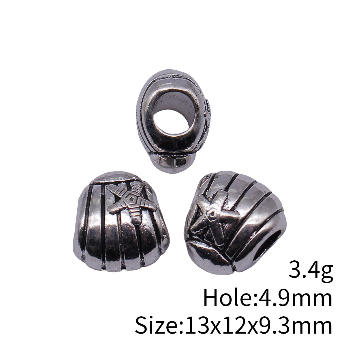 13x12x9.3mm 3.4g Antique Silver Zinc Alloy Starfish Shell Large Hole Beads for Bracelet Jewelry Making