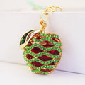 Apple Keychain With Rhinestone Lattice, Split Ring And Lobster Clasp view 8