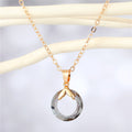 Gold Tone Open Circle Crystal Pendant Necklaces in Five Colors view 4