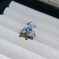 Pearl Bear Crystal Open Adjustable Ring Silver Gold Tones view 6