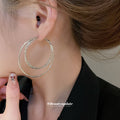 Gold Tone Triple Layer Hoop Geometric Statement Earrings view 3